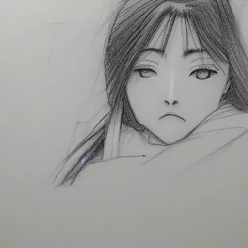 Prompt: a lonely girl by takehiko inoue. pencil sketch.