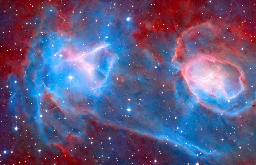 Image similar to nebula in the shape of a blue heart by Hubble telescope