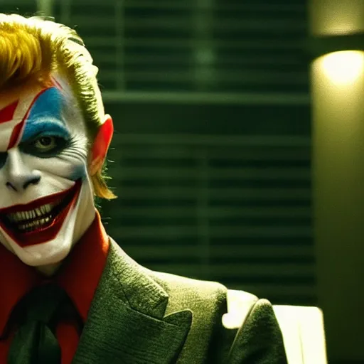 Image similar to awe inspiring David Bowie pkaying The Joker 8k hdr movie still dynamic lighting