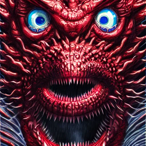 Image similar to shin godzilla, highly detailed, digital painting, smooth, sharp focus, illustration, ultra realistic, 8 k, art by hideaki anno and shinji higuchi