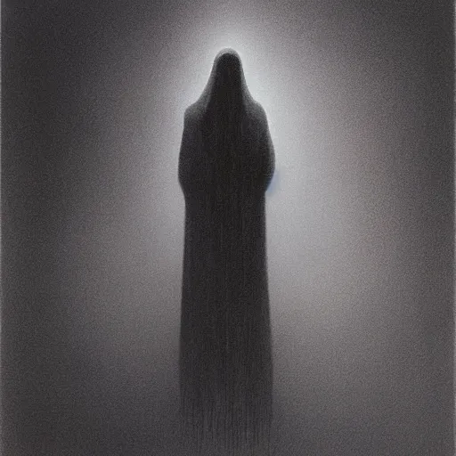 Image similar to Dark commuter ghost. Zdzisaw Beksinski.