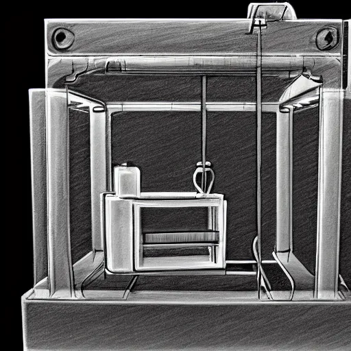 Image similar to pencil sketch of a 3 d printer