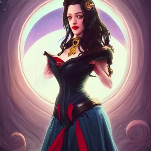 Prompt: Kat Dennings with dark hair as Sailor Moon, western, D&D, fantasy, intricate, elegant, highly detailed, digital painting, artstation, concept art, matte, sharp focus, illustration, art by Artgerm and Greg Rutkowski and Alphonse Mucha