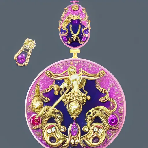 Prompt: antique Sailor Moon objets de vertu in the style of Fabergé c. 19th century, 4k gem stones and precious metals rendered in KeyShot