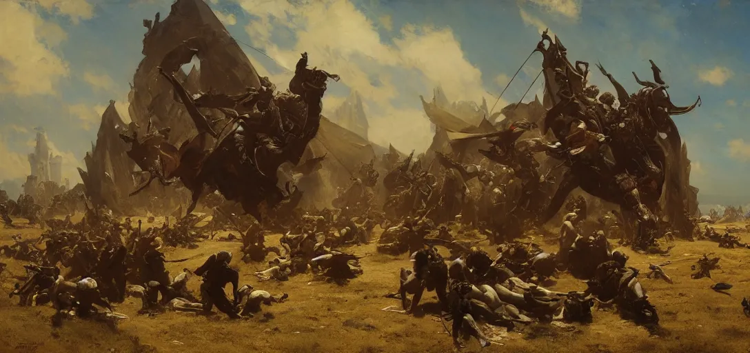 Prompt: The arms of god and death, wide shot, epic scale, photorealistic, muted colors, long shadows, split image, by Ilya Repin Greg Rutkowski Asher Duran