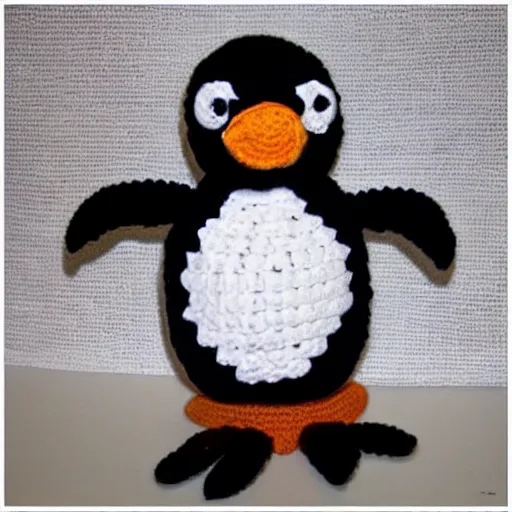 Prompt: crocheted penguin