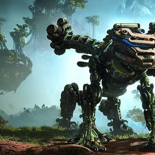 Image similar to cybernetic robot frog from the game Horizon Zero Dawn