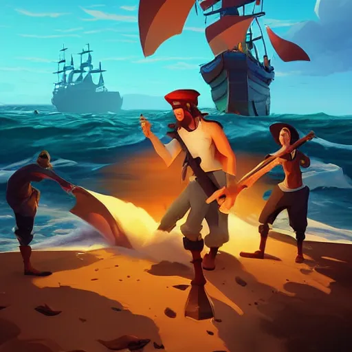 Image similar to painting treasure on sea of thieves game smooth median photoshop filter cutout vector, behance hd by jesper ejsing, by rhads, makoto shinkai and lois van baarle, ilya kuvshinov, rossdraws global illumination