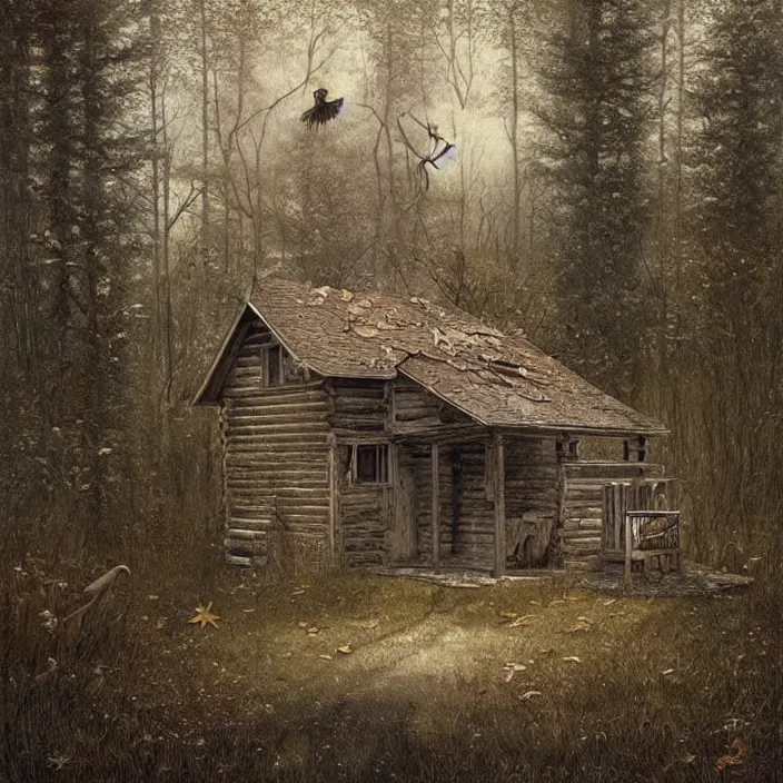 Prompt: old abandoned cabin in the woods, b brad kunkle, award-winning very beautiful masterpice