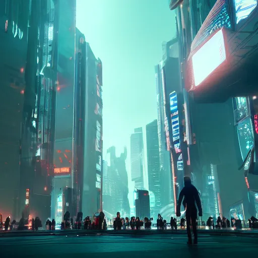 Prompt: surreal alien animal, cyberpunk, crowd in front of building detailed, cinematic light, cinematic epic, unreal engine 4 k, 8 k, detailed, ultra realistic