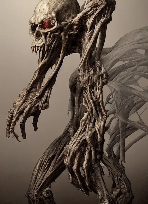 Image similar to monster anatomy, dom qwek, john howe, anatomical, highly detailed sculpture, intricate detailed, ommatidia, 8 k, cinematic atmosphere, post - processing