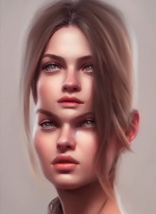 Image similar to portrait of a gorgeous young woman in the style of stefan kostic, artstation, concept art, realistic photo, smooth, insanely detailed