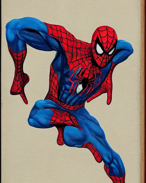 Prompt: a manuscript painting of Spider-Man in the style of the Rochester Bestiary, Ashmole Bestiary