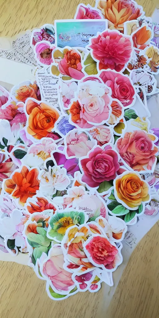 Image similar to beautiful flower, etsy, warm colors, cozy, sticker sheet, planner stickers