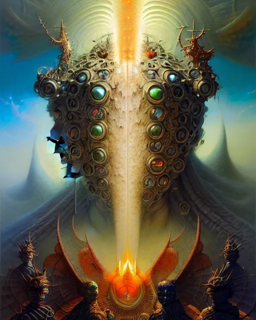 Image similar to the armies of heaven and hell, fantasy character portrait made of fractals facing each other, ultra realistic, wide angle, intricate details, the fifth element artifacts, highly detailed by peter mohrbacher, hajime sorayama, wayne barlowe, boris vallejo, aaron horkey, gaston bussiere, craig mullins