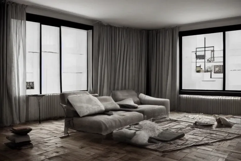 Image similar to cozy bauhaus room interior design with computer