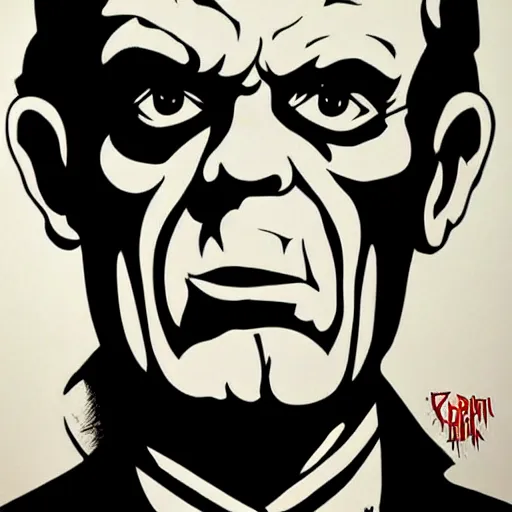 Image similar to individual boris karloff silk screen butcher billy style