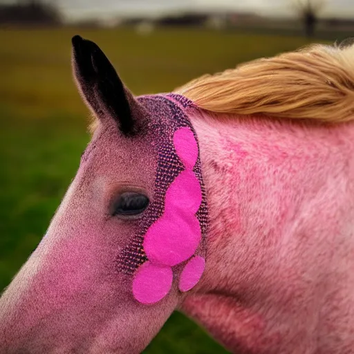 Image similar to a horse with pink dot pattern fur