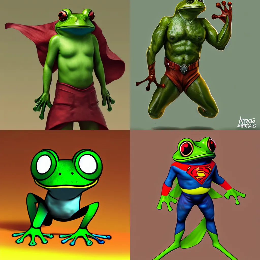 Prompt: frog superhero, artstationa