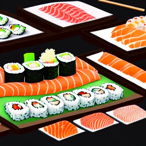 Image similar to a computer made from sushi, 4 k photorealistic