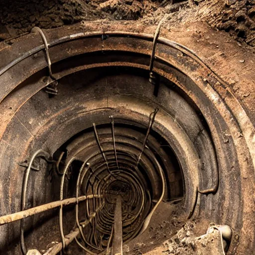 Image similar to underground mine with rusty pipes