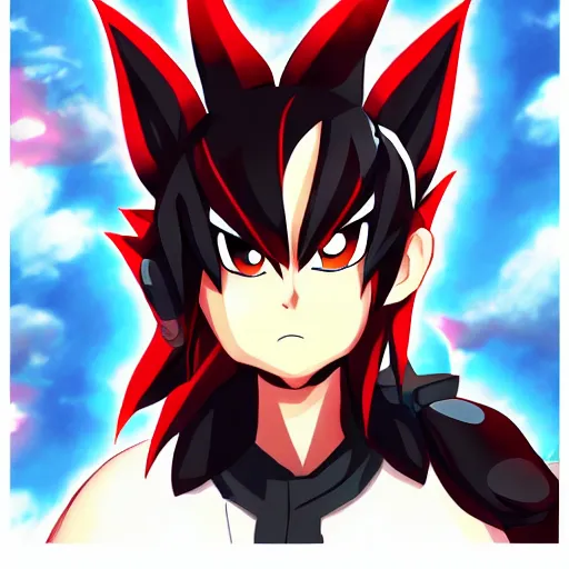 Image similar to portrait of shadow the hedgehog, anime fantasy illustration by tomoyuki yamasaki, kyoto studio, madhouse, ufotable, trending on artstation