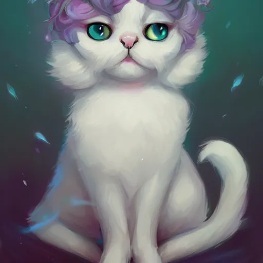 Prompt: a portrait of a beautiful white fluffy cat, art by lois van baarle and loish and ross tran and rossdraws and sam yang and samdoesarts and artgerm, digital art, highly detailed, intricate, sharp focus, Trending on Artstation HQ, deviantart, unreal engine 5, 4K UHD image