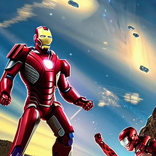 Image similar to ironman and his kid brother ironoxideman