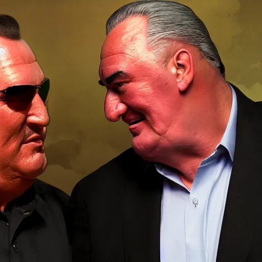 Image similar to Bertie Ahern arm wrestling Steven seagal photorealistic in the style of ansel adams