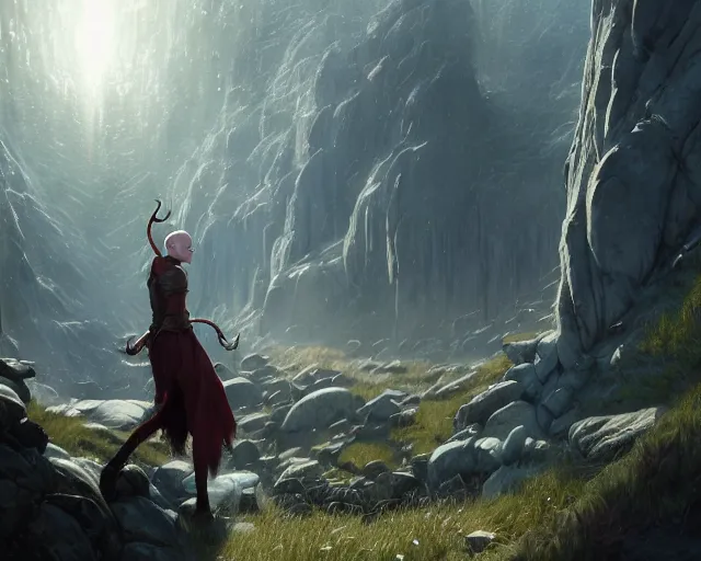 Prompt: highly detailed portrait of emma stone as a bald elf, in skyrim, stephen bliss, unreal engine, fantasy art by greg rutkowski, loish, rhads, ferdinand knab, makoto shinkai and lois van baarle, ilya kuvshinov, rossdraws, tom bagshaw, global illumination, radiant light, detailed and intricate environment