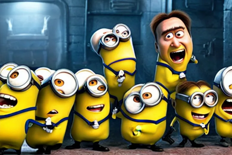 Prompt: Nicolas cage minions high resolution still film