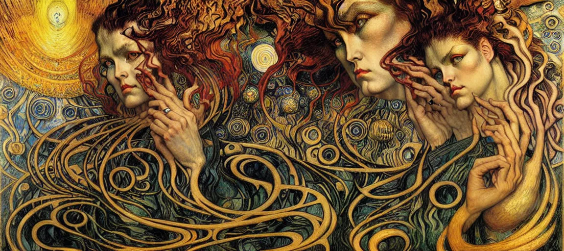 Image similar to Divine Chaos Engine by Karol Bak, Jean Delville, William Blake, Gustav Klimt, and Vincent Van Gogh, symbolist, visionary