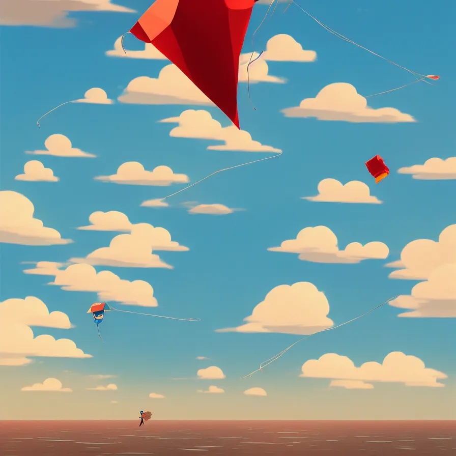 Image similar to a great kite flying over the ocean, art by Goro Fujita, ilustration, concept art, sharp focus, ArtStation and deviantart