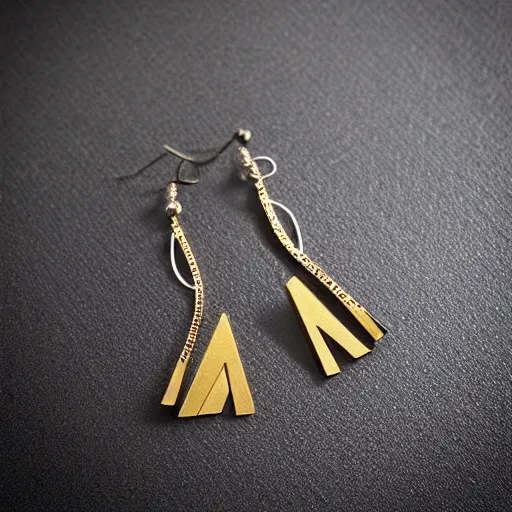 Image similar to “minimalistic beautiful surprising unusual abstract asymmetric earring design”