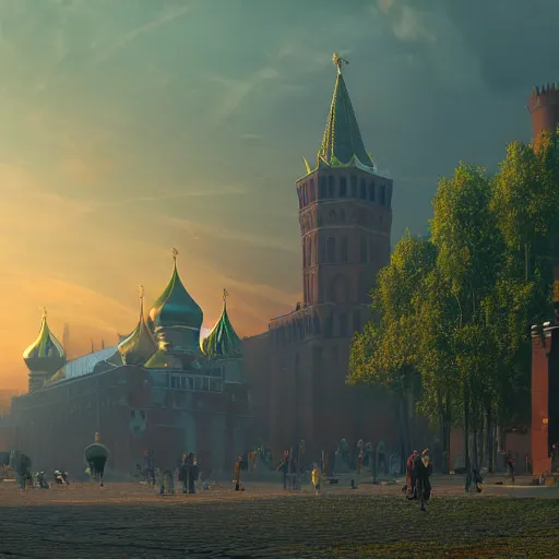 Image similar to huge explosion in Red Square Kremlin in the form of <cotton plants>, beautiful dynamic lighting, cinematic, establishing shot, extremely high detail, photo realistic, cinematic lighting, post processed, concept art, artstation, matte painting, style by frederic church, raphael lacoste, unreal engine 8k