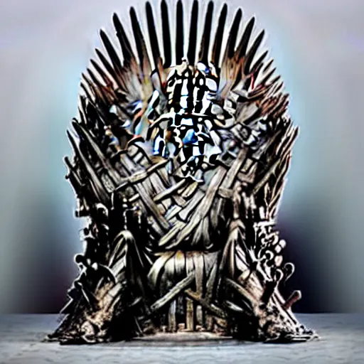 Prompt: neco - arc sitting on the iron throne game of thrones