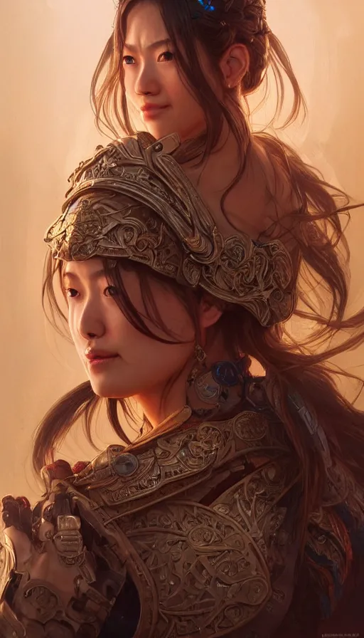 Image similar to paladin, perfectly-centered-Portrait of the most beautiful women on the planet, sweaty, asian, insane, intricate, highly detailed, digital painting, artstation, concept art, smooth, sharp focus, illustration, Unreal Engine 5, 8K, art by artgerm and greg rutkowski and alphonse mucha