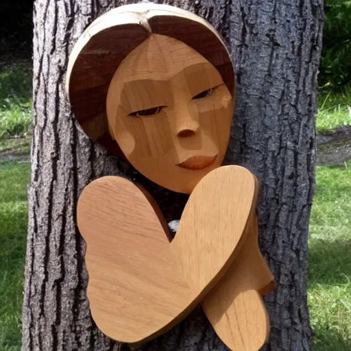 Image similar to girl made out of wood