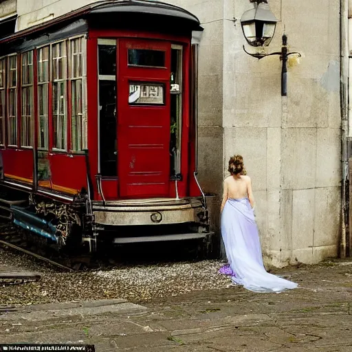 Image similar to so she came around the corner, peeked and just about caught a glimpse of the disappearing carriage leaving the scene of the mystery