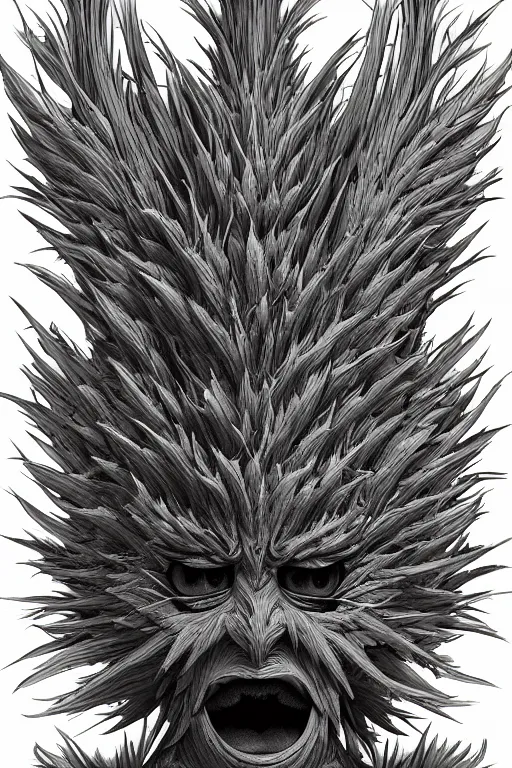 Image similar to a humanoid thistle monster, highly detailed, digital art, sharp focus, trending on art station, plant, anime art style