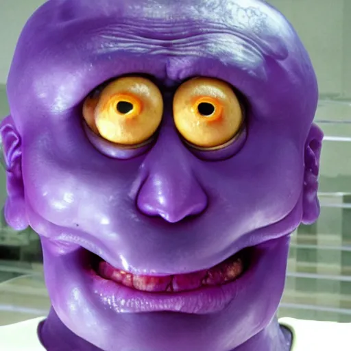 Image similar to Grimace with transparent skin and you can see the organs inside