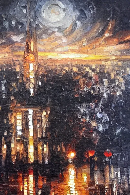 Image similar to second world war ending, oil painting in the style of chopin's nocturne in a minor, highly intricate, trending on artstation