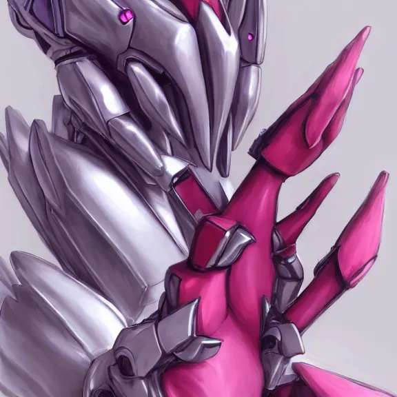 Image similar to very close up foot pov shot, detailed foot shot, paw art, hyperdetailed elegant beautiful stunning hot anthropomorphic mecha female dragon, sharp silver armor fuchsia skin, laying down showing quality mecha dragon feet at camera, furry paw, anthro paw, dragon paw, claws, sleek legs, warframe fanart, furaffinity, deviantart, ekasportal