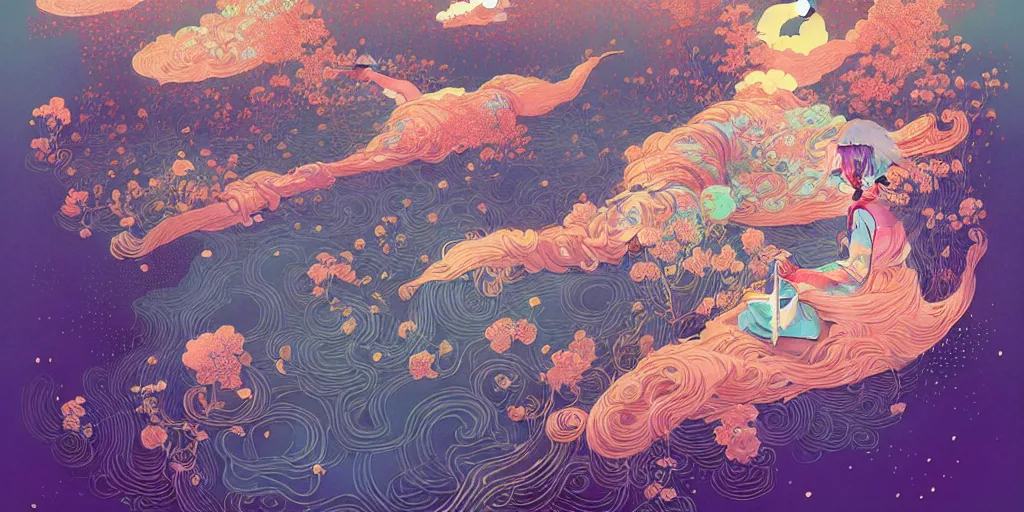 Image similar to breathtaking detailed concept art by victo ngai, bizarre compositions, exquisite detail, pastel colors, 8 k