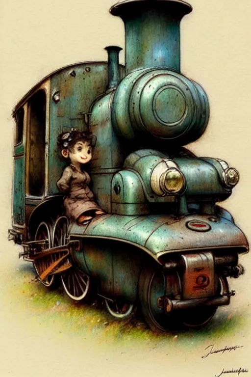 Image similar to (((((1950s train engine . muted colors.))))) by Jean-Baptiste Monge !!!!!!!!!!!!!!!!!!!!!!!!!!!