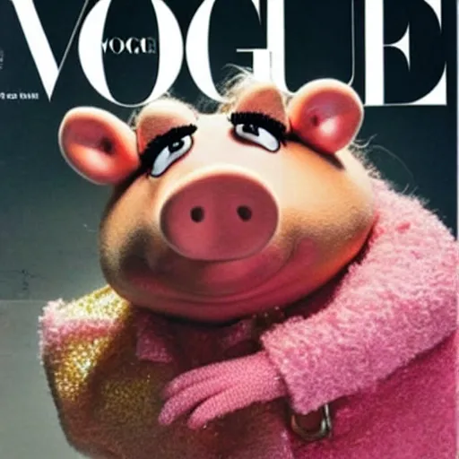 Image similar to Miss Piggy on the cover of Vogue Magazine