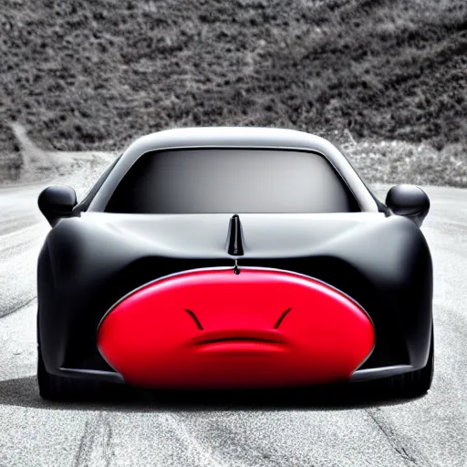 Prompt: sports car with big eyes and a pair of giant lips