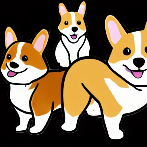 Prompt: corgi puppy, telegram sticker set