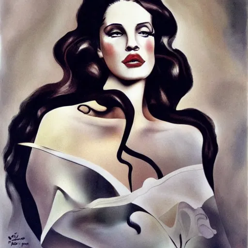 Prompt: lana del rey painted by salvador dali