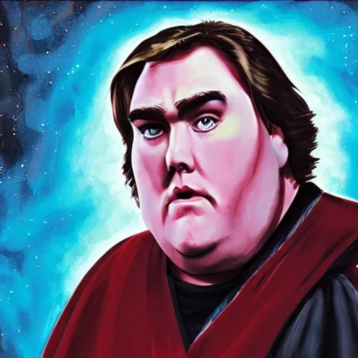 Image similar to John candy as an evil dark jedi, painterly style